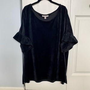 Woman Within Ruffle Sleeve Velour Tee